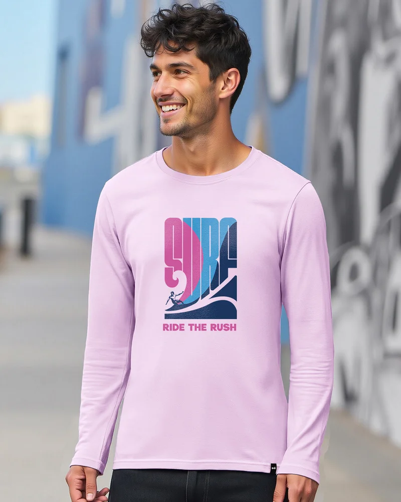 بيواكوف Men's Lilac Bloom Surf Rush Graphic Printed T-shirt